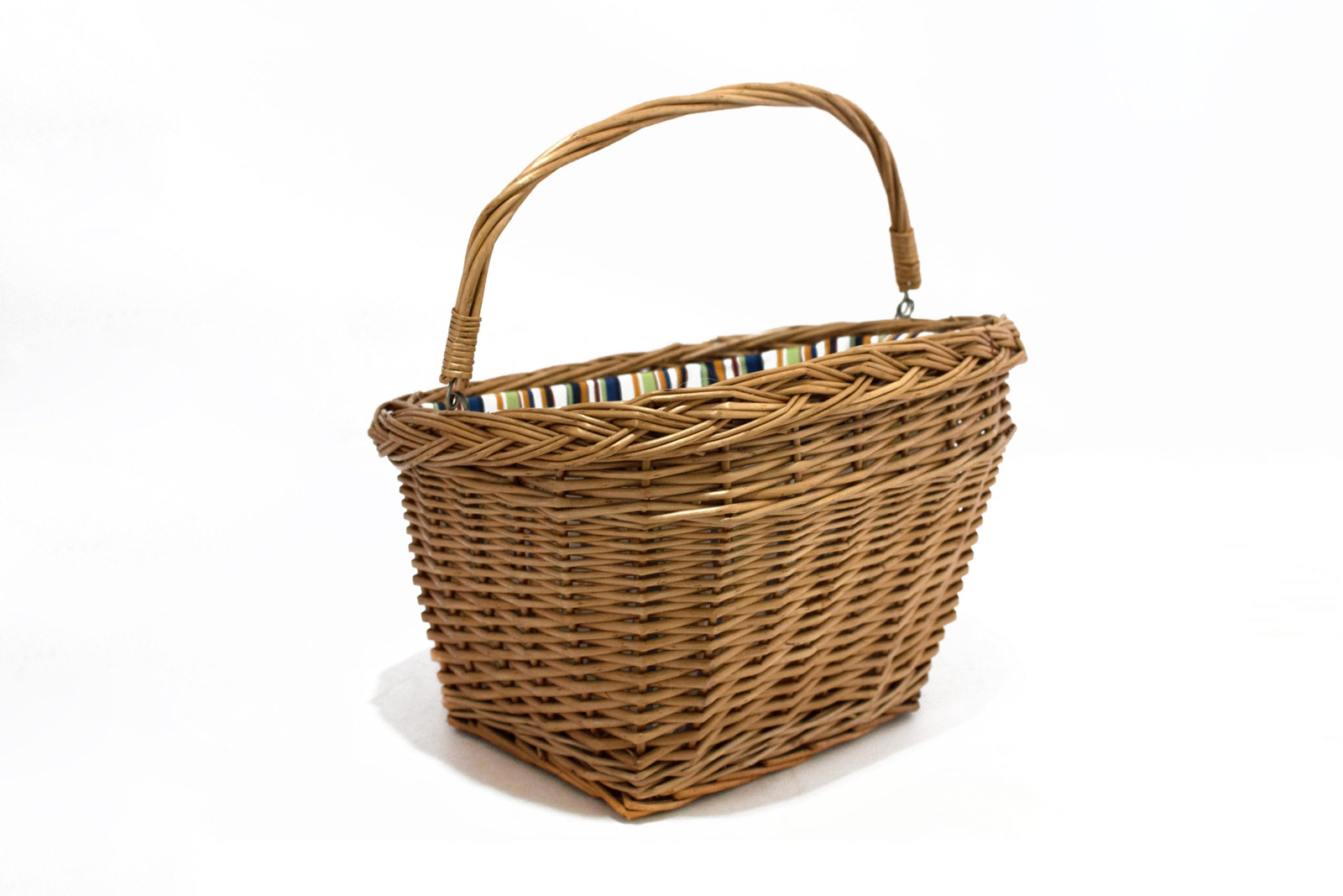 Canasto de mimbre desmontable con manija y forrado