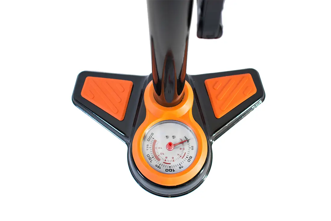 Inflador de pie doble valvula con medidor SLP - Imagen 2